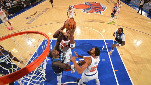 尼克斯大胜森林狼 布伦森23+7+10 唐斯15+10 华子复出15分